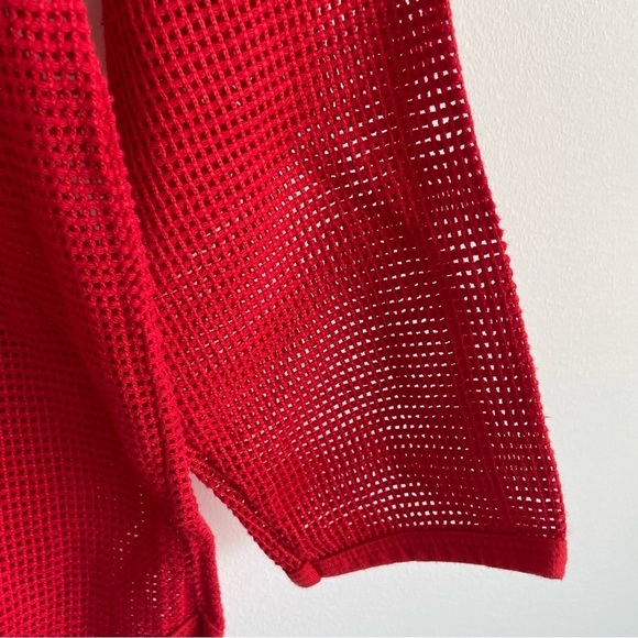 Vintage Diane Von Furstenberg DVF Mesh Shirt Top Pullover See Through Red Large - Picture 3 of 6